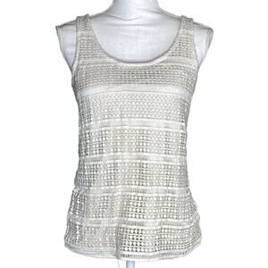 Maurices metallic crochet lined tank top women's medium beige cream
